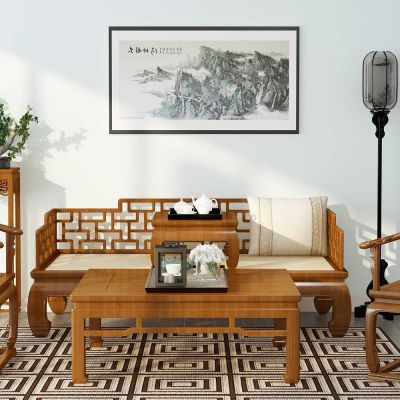 新中式沙发茶几组合