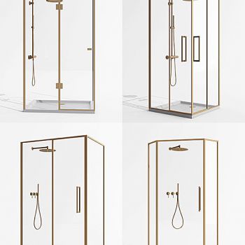  玻璃淋浴房，花洒