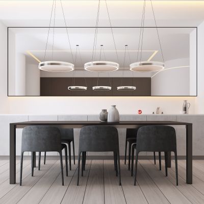 现代餐厅 吊灯 餐桌椅