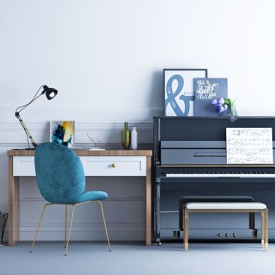北欧书桌椅 钢琴组合