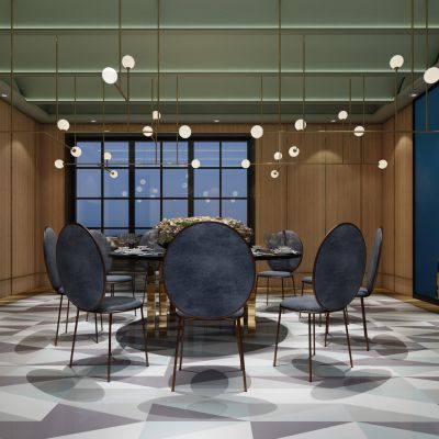 现代茶饮餐厅包间