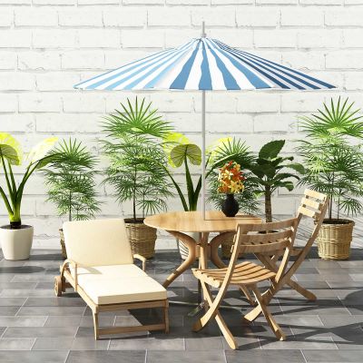 中式阳台休闲桌椅 盆栽组合