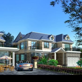 2层半别墅CAD施工图纸带效果图