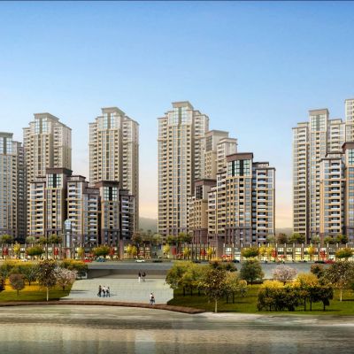 简欧滨江商业高层住宅小区 建筑外观