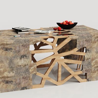 工业风实木餐桌椅 摆件组合