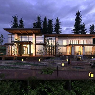 现代独栋别墅会所建筑外观