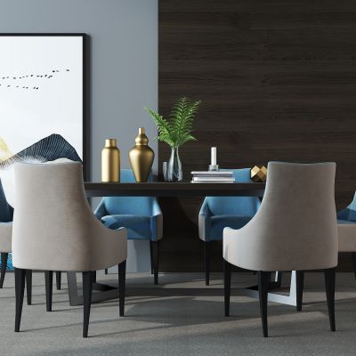 现代餐桌椅组合 餐厅 装饰摆件