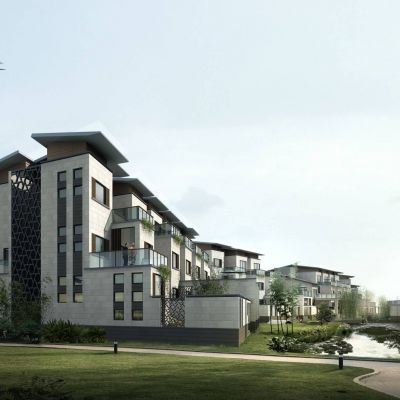 中式别墅区 别墅群 联排别墅建筑外观