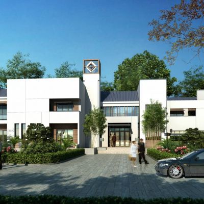 新中式会所 别墅 建筑外观