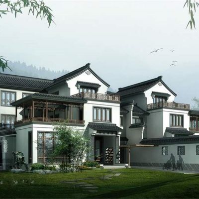 中式双拼别墅 建筑外观