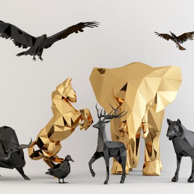 现代几何金属动物