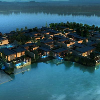 现代渡假别墅群 民宿酒店 建筑外观