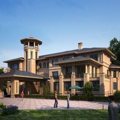 欧式独栋别墅 会所 建筑外观