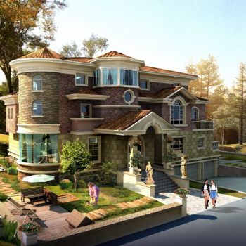 三层豪华别墅施工图 CAD图纸+效果图