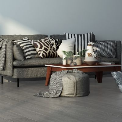 现代灰色系沙发茶几组合
