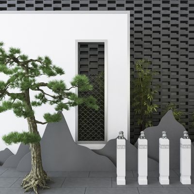 新中式松树景观小品设计