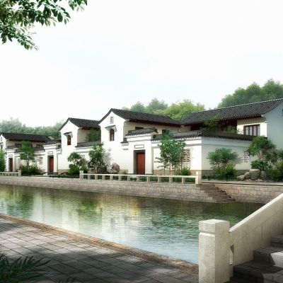 新中式院落 别墅区群 四合院 建筑外观
