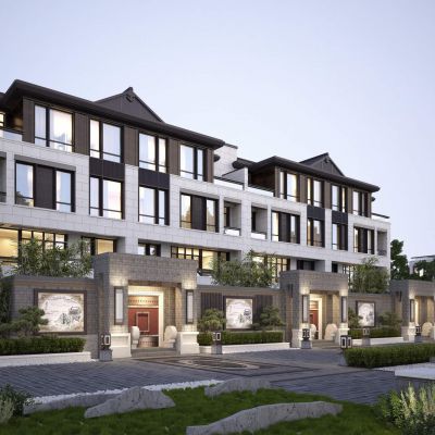 新中式新亚洲联排别墅建筑外观