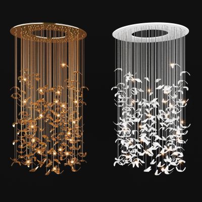  大型异形树叶造型水晶吊灯