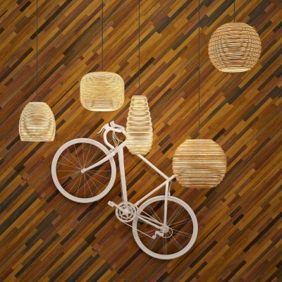 东南亚竹编吊灯组合