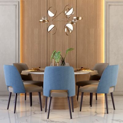 现代餐桌椅组合 吊灯