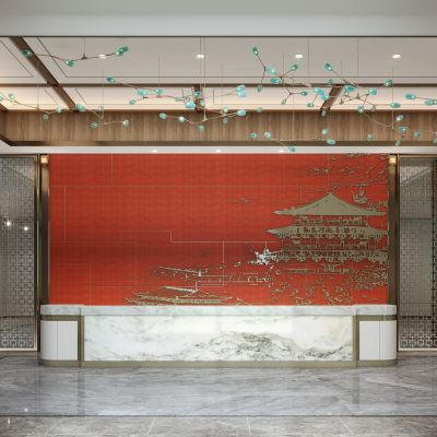 新中式售楼处入口大堂