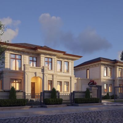 简欧独栋联排别墅建筑外观