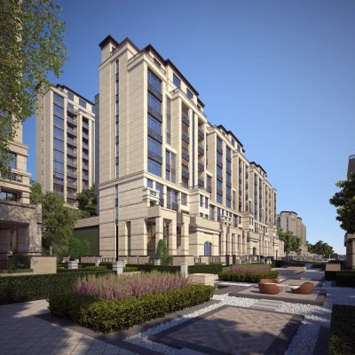 现代新亚洲简欧高层住宅建筑外观