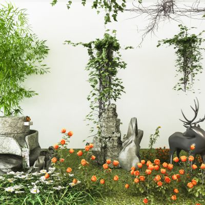 新中式植物花草 景观小品