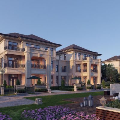 简欧欧式双拼别墅建筑外观