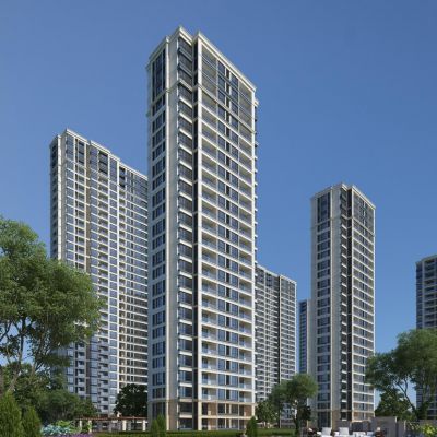现代新亚洲高层住宅 建筑外观