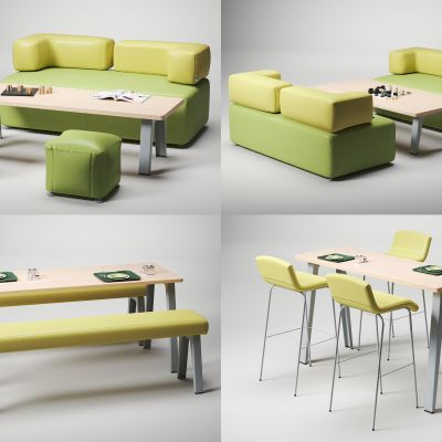 现代员工休息区桌椅组合