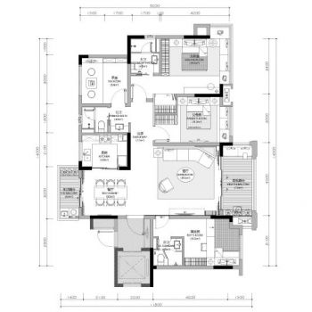 宝能135㎡新中式样板间施工图+效果图