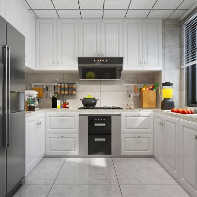 简欧厨房 厨具 橱柜 冰箱