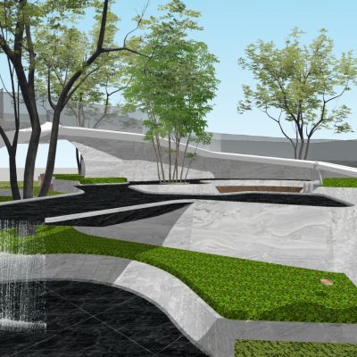 现代风格下沉式公园景观