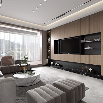 现代风格客厅，客厅，现代