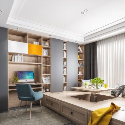 现代榻榻米卧室书房