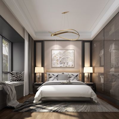 现代卧室 主卧 灯