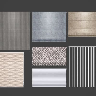 现代百叶布艺罗马帘窗帘组合