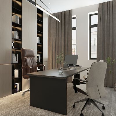 现代经理办公室，领导办公室，董事长办公室，书柜，书架，书桌，老板台，写字台