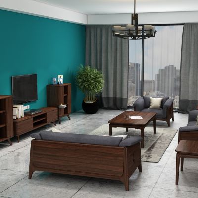 现代客厅 实木沙发茶几家具