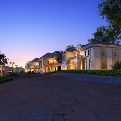 欧式古典别墅群 联排夜景住宅