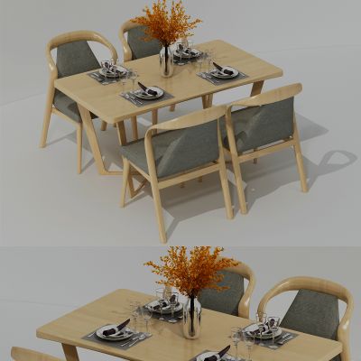 北欧棉麻四人组餐桌椅组合