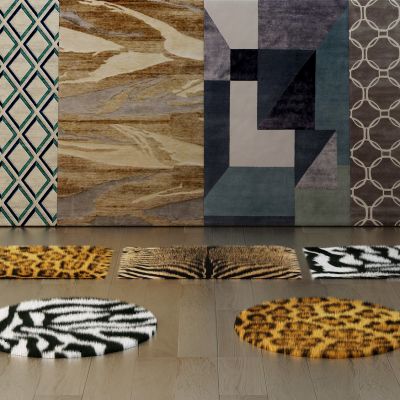 北欧现代地毯 毛发地毯组合