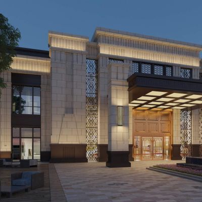 欧式售楼处会所建筑外观