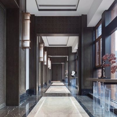 新中式过道玄关  壁灯 饰品组合