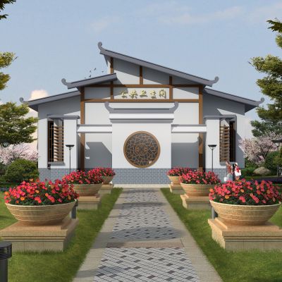 新中式户外公共厕所 建筑外观