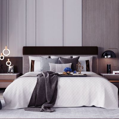 现代轻奢卧室 双人床床头柜