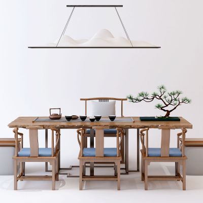 中式椅子茶几吊灯组合