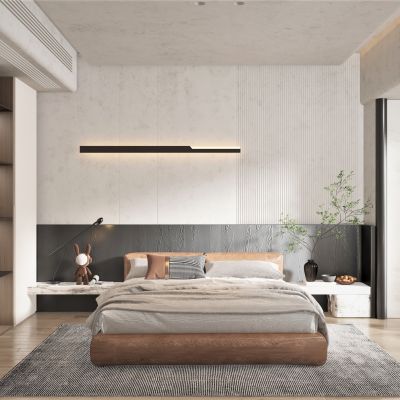 现代风格卧室，双人床，衣柜